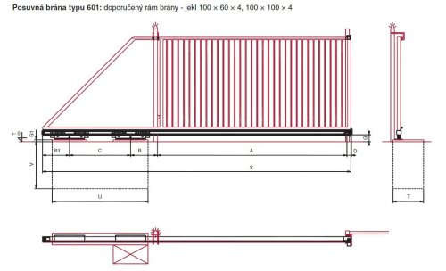 TH800 - Kompletní řešení pro samonosnou posuvnou bránu do 800 kg